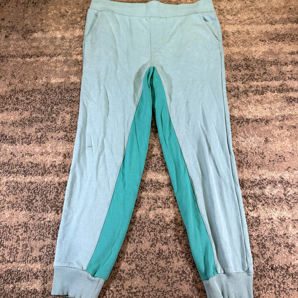 True Religion Men's L Green Blue Mint Color Block Jogger Pants - Picture 2 of 12
